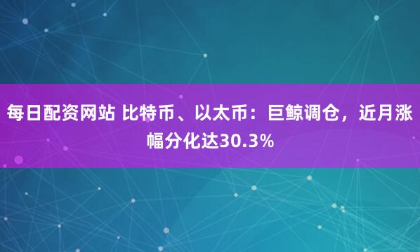 每日配资网站 比特币、以太币：巨鲸调仓，近月涨幅分化达30.3%